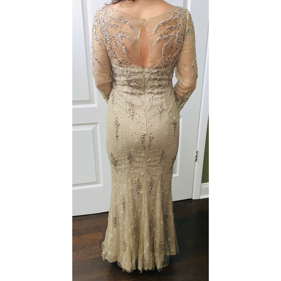 Beaded Lace Floor Length Mother of the Bride Gown - Picture 6 of 8
